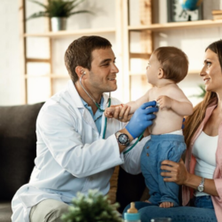 Doctor checking a baby